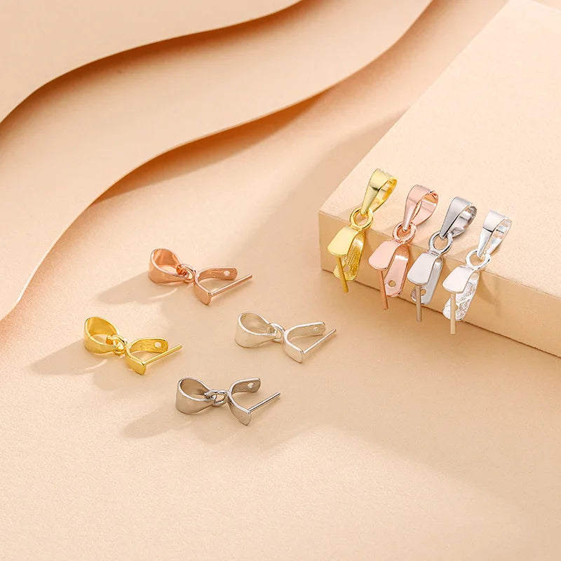 Wholesale 925 Sterling Silver Clips Hooks Connectors Pendant Necklace DIY Clips Buckle Accessories for Jewelry Necklace Making