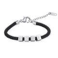 SSeeSY Joyas Pulsera Custom Name Fashion Stainless Steel 18K Gold Jewelry Personalized Engraved PU Rope Letter Bracelets for Men