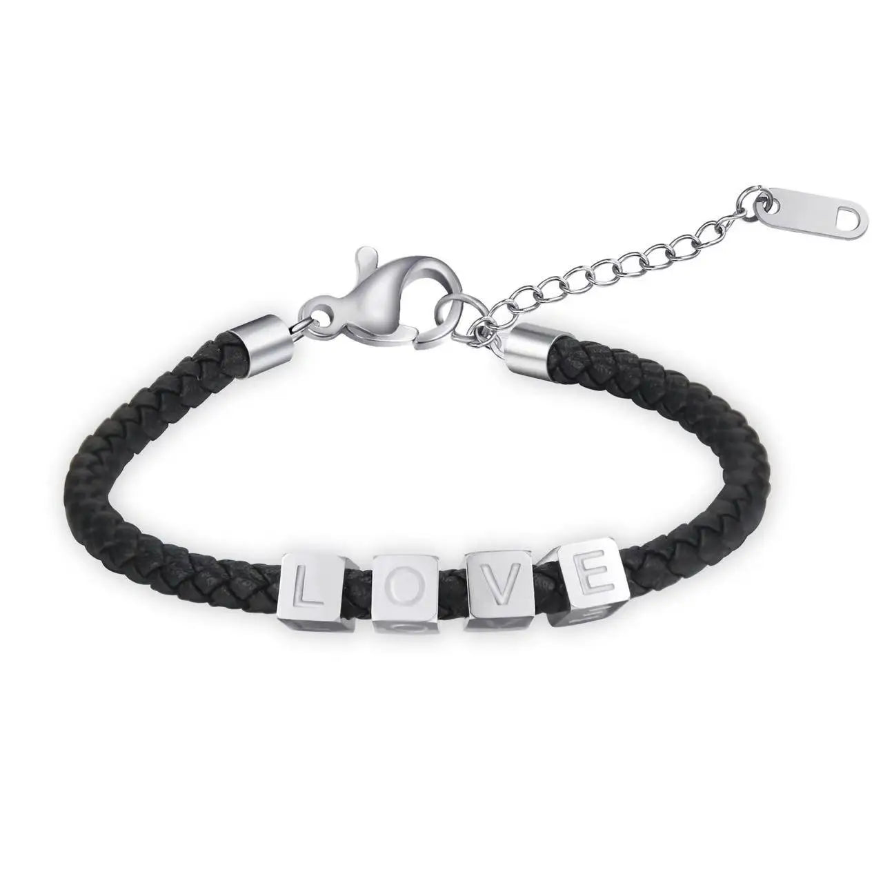 SSeeSY Joyas Pulsera Custom Name Fashion Stainless Steel 18K Gold Jewelry Personalized Engraved PU Rope Letter Bracelets for Men