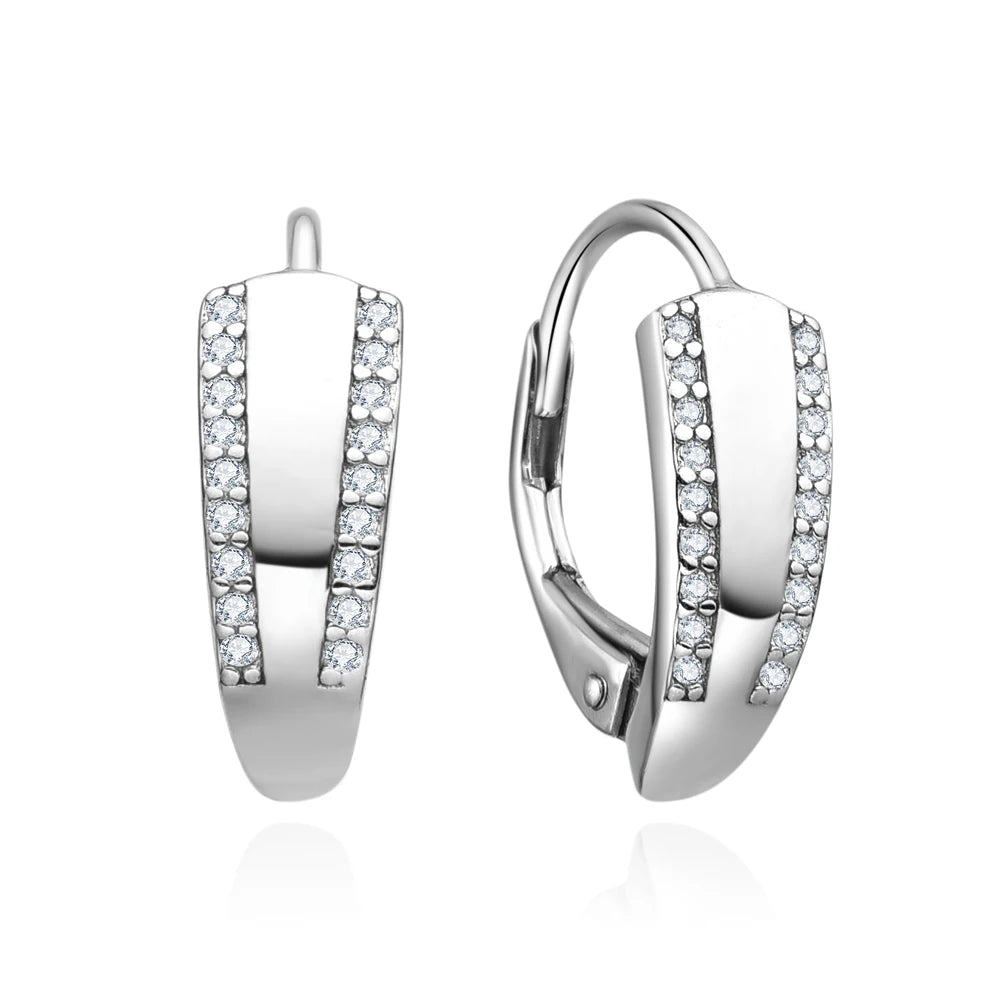 POLIVA Tiny Minimalist 925 Sterling Silver Rhodium 18K Gold Plated Drop 3A Cubic Zirconia French Earrings for Dress up
