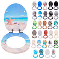Soft Close Slow-Close Round Toilet Seat Cover with Shell Printed WC Lid MDF/Moulded Wood 1 Year Warranty Bathroom Use