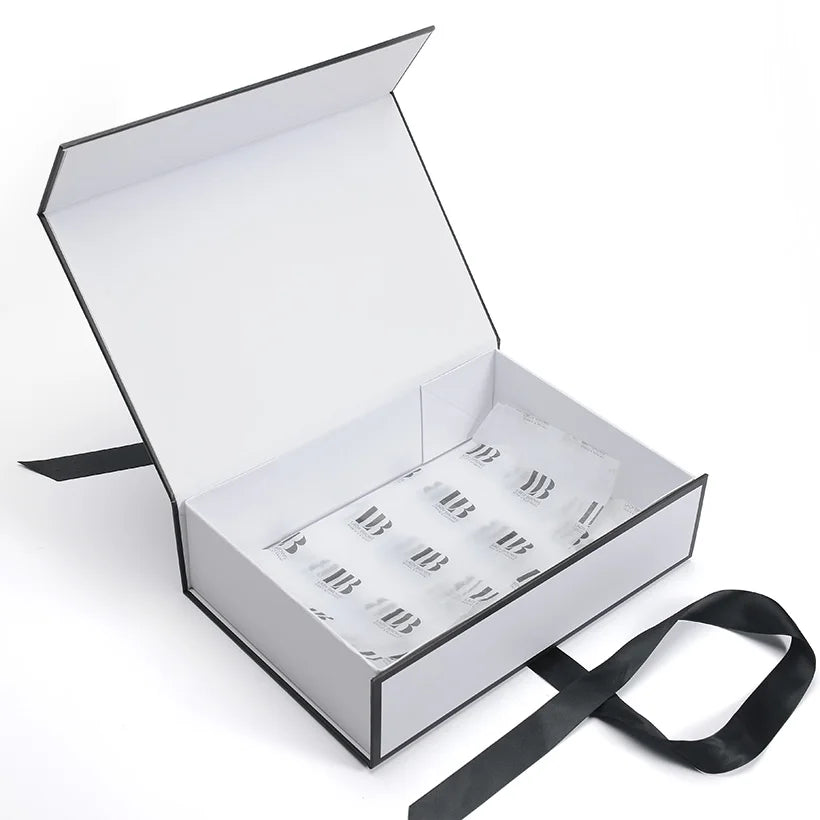 Custom Brand Influencer PR Box Unique Cosmetic PR Makeup Box Luxury Ribbon Magnetic Rigid Folding Gift Box for Perfume Packaging