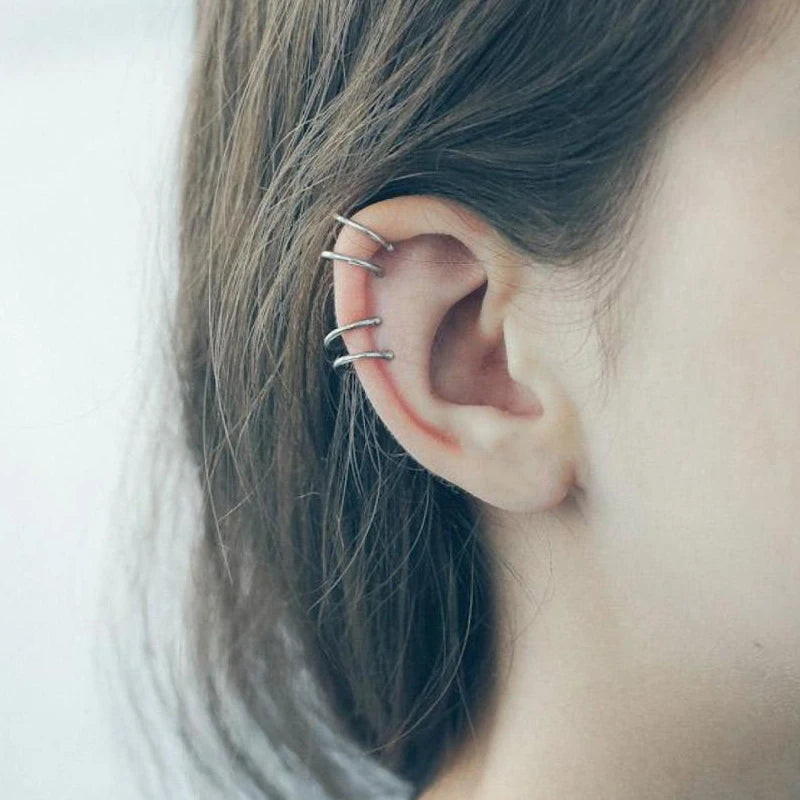 EManco Trendy Party 14K Gold Plated Stainless Steel Ear Cuff No Piercing for Women