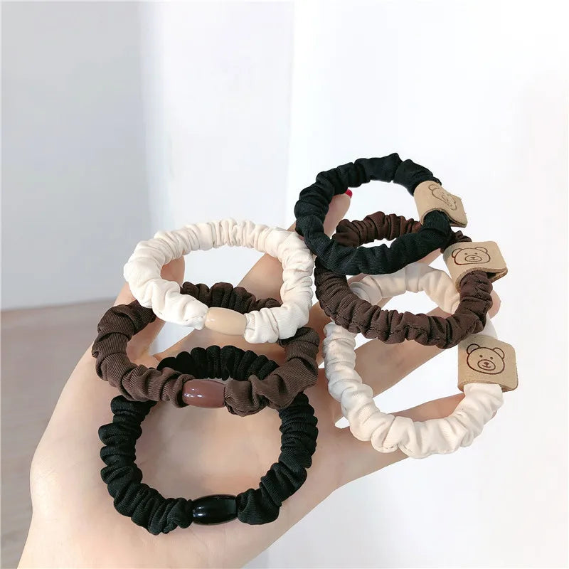 Manufacturer Wholesales Custom Fabric Thin Stretched Ponytail Holders Black Elastic Hair Ties Scrunchies