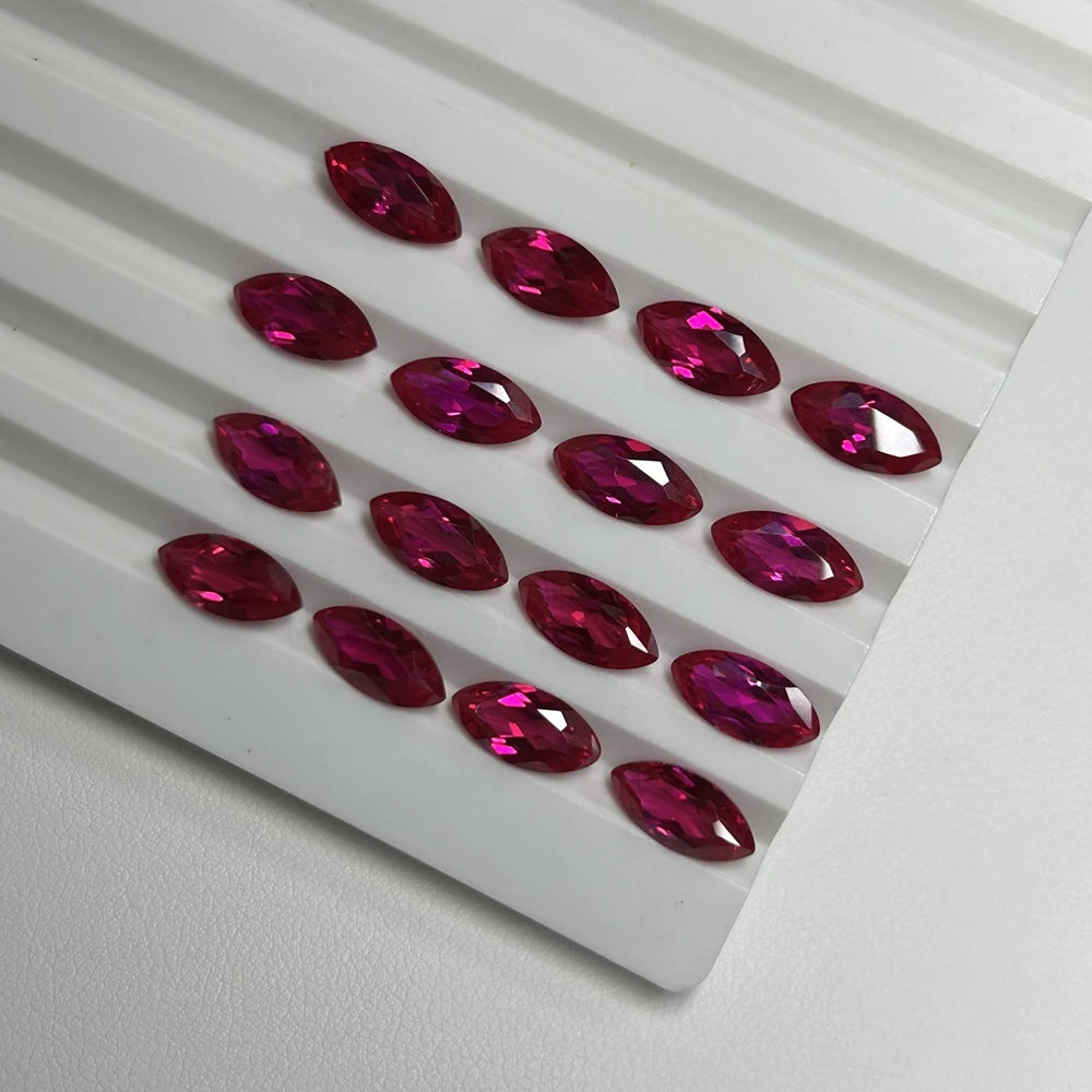 5# Red Marquise Shape Synthetic Ruby 1.5x3mm to 6x12mm Corundum Stone Loose Gemstones