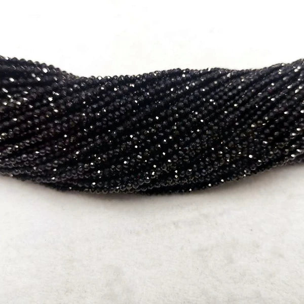 Natural Smooth Charm Gemstone 2MM 3MM Faceted Ronud Shape Black Spinel Stone Loose Beads Jewelry Making