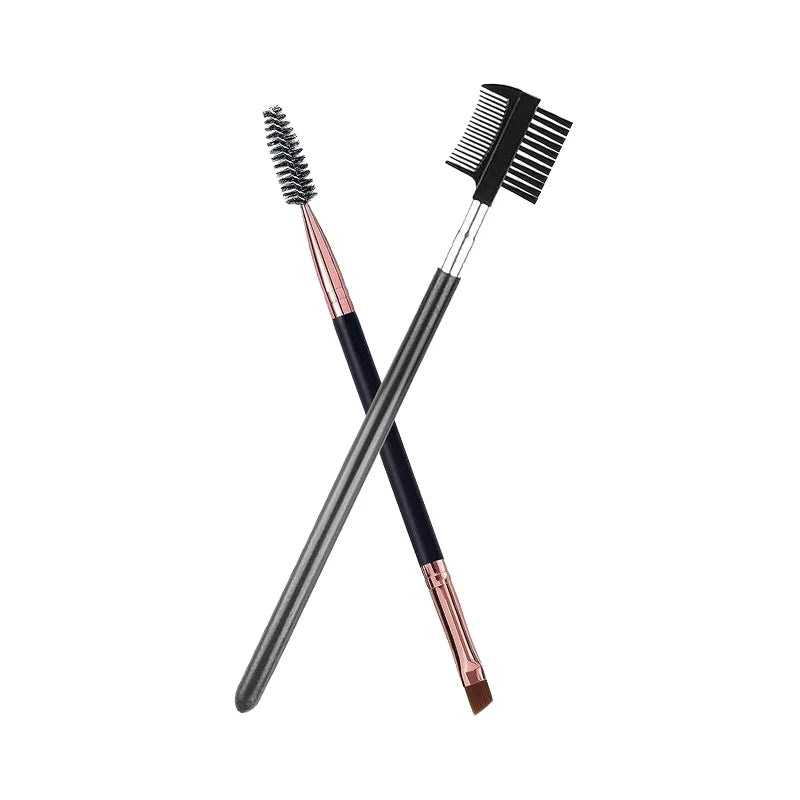 Wholesale Fine Flat Angled Rose Gold Eyebrow Bamboo Makeup Brushes Private Label Logo Synthetic Eye Shadow Foundation