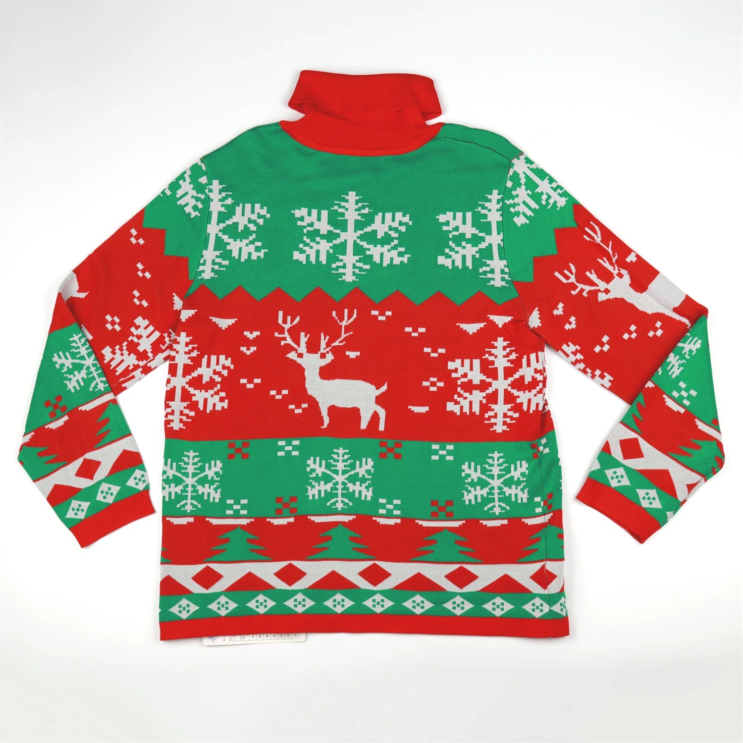 Custom Ugly Christmas Sweater Factory Turtleneck Jacquard Knitwear Manufacturer OEM Holiday Pullover
