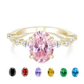Fashion Jewelry Ring 925 Sterling Silver Oval Cut Pink Gemstone Cubic Zircon Wedding Engagement Promise Ring for Women