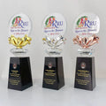 2024 New Design Gold Silver Bronze Metal Flower Crystal Trophy Awards MH-NJ0337