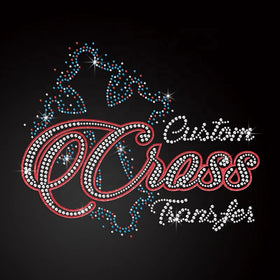 Hot Sale Glass Rhinestones Flatback Cross Transfer T-Shirt Custom Non Hotfix Rhinestones