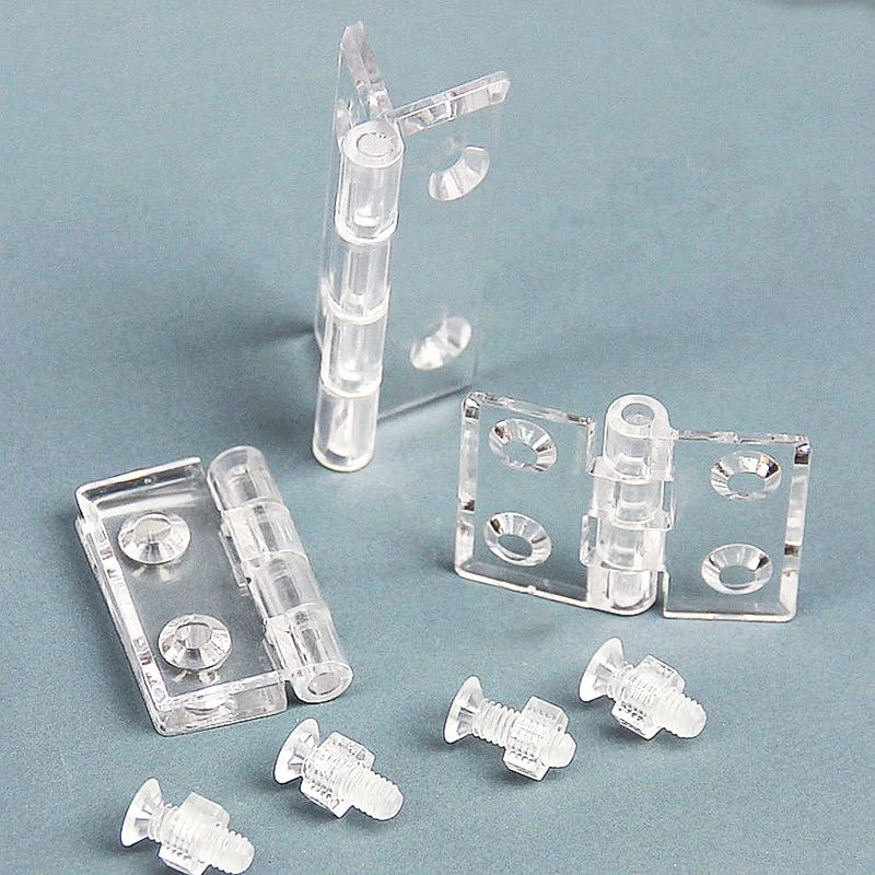 Modern Clear Acrylic Folding Hinge Furniture Hardware for Kitchen & Home Office Transparent Plastic Hinge with Screws