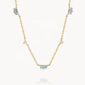 LOZRUNVE 925 Silver Rhodium Gold Colored Baguette Crystal Charm Necklace Choker Women