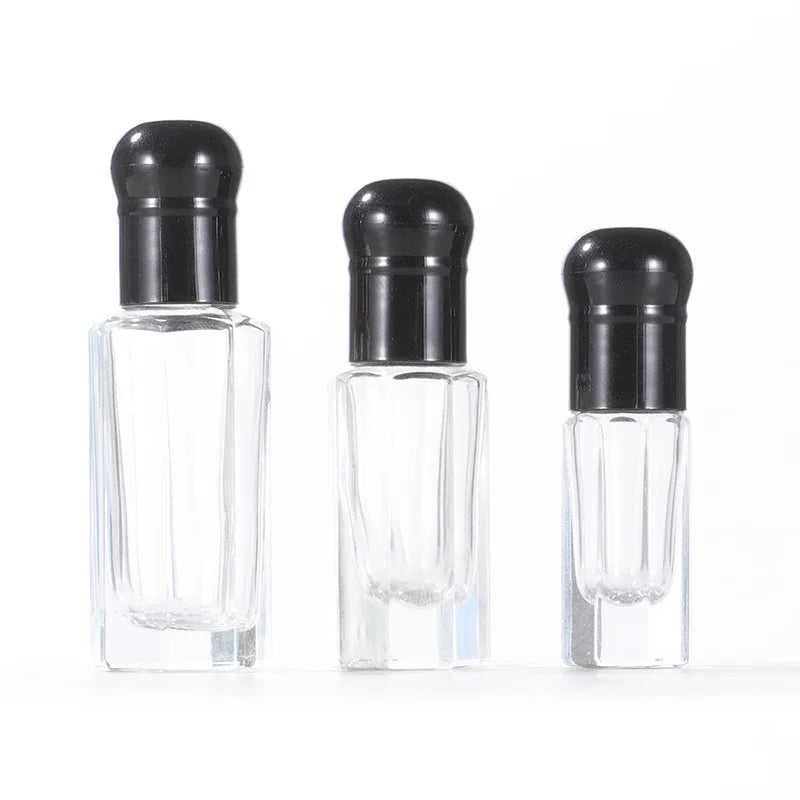 Luxury Empty Cylindrical Glass Roll Bottles Clear Color Pump Sprayer 3ml/6ml/12ml Capacity Essential Oil Screen Printing UV