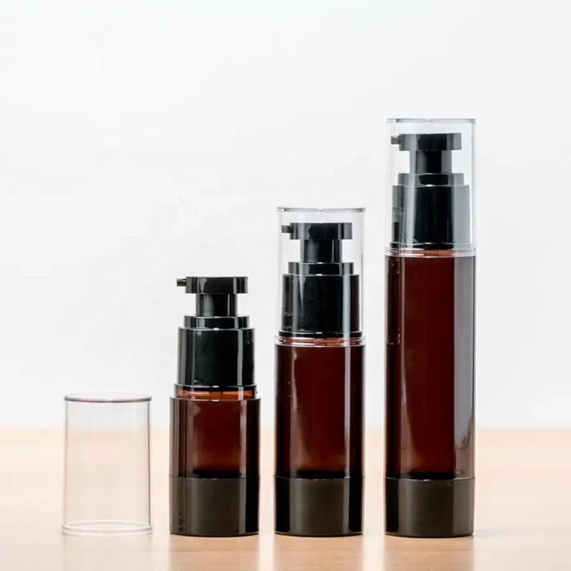 Portable 15ml 30ml 50ml Acrylic Airless Pump Bottle Eco-friendly Amber Color Pump Spray Skin Care Packaging Face Cream Logo