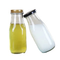 Empty Round Shape Glass Milk Bottles 1L 16oz with Cork Seals Screen Printing for Milk Packaging-Wholesale