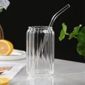Hot Sale 550ml Ribbed Vertical Strips Clear Coffee Soda Beer Can Shaped Glass Cup Ribbed Cocktail Glasses Iced Coffee Glasses