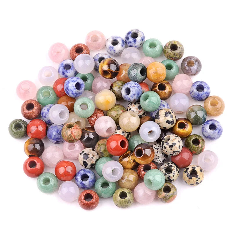 Vintage 8MM Beads 3MM Large Hole Little Round Natural Stone Bead Crystal Agate Gemstone Custom Jewelry DIY Accessories Making