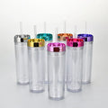 Customized Logo Acrylic Tumbler 16oz Skinny Bottle With Straw Double Wall Acrylic Clear Plastic Drinking Cup