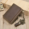 Genuine Leather RFID Blocking Retro Men Slim Wallet Card Holder Wallets with Chain