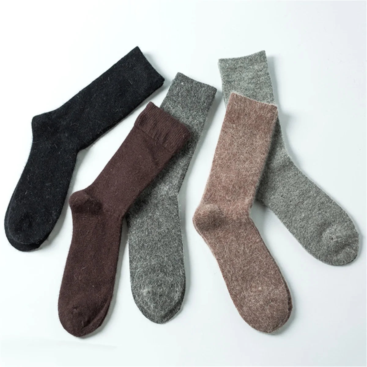 1 Pairs Angora Cashmere Thicken Wool Sock Mens Socks Comfortable Warm Pure Color Black