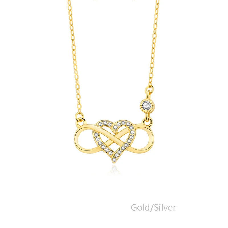 Charm Women Gift Luxury 925 Sterling Silver 18k Gold Plated Jewelry Cable Chain Cubic Zirconia Heart Pendant Necklaces