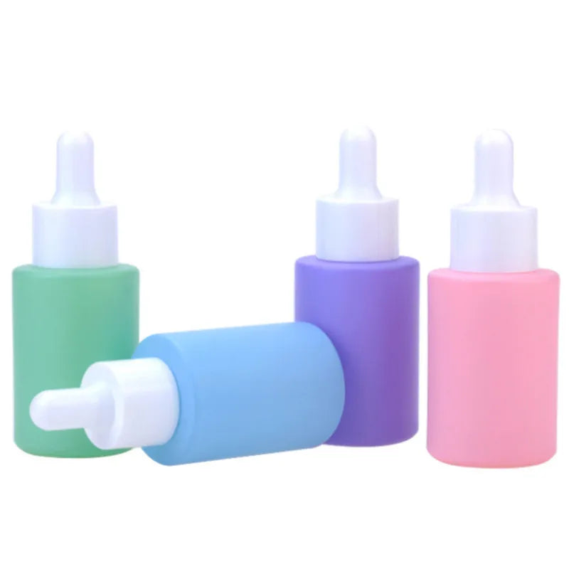 Matte Frosted Purple Blue Orange Green Hair Essential Oil Glass Dropper Bottle Custom Painting 30ml Empty Skin Care Serum Bottle
