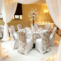Elegant 3D Flower Embroidery Organza Chair Cap Back Cover Wedding Decoration