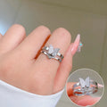 Silver Plated Non Fading Minimalist Butterfly Titanium Steel Openings Double Layer Rings for Women Finger Jewelry Wholesale