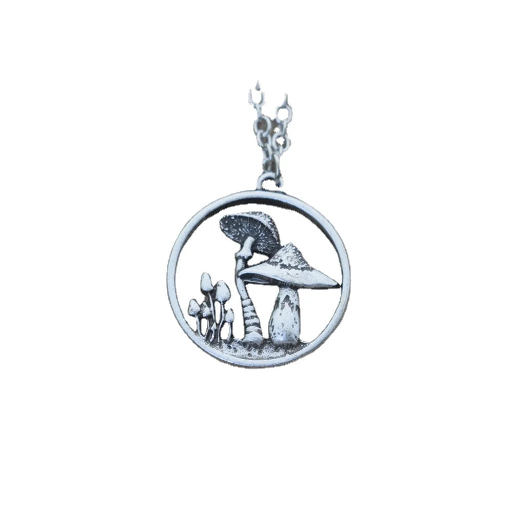 Alloy Personality Witchy Forest Nature Mushroom Necklace Gothic Women Jewelry