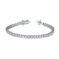 Kirin Platinum Gold Plated Sterling Silver Tennis Bracelet Round-Cut Moissanite 3mm Chain Heart Shape Custom Size Model 61942