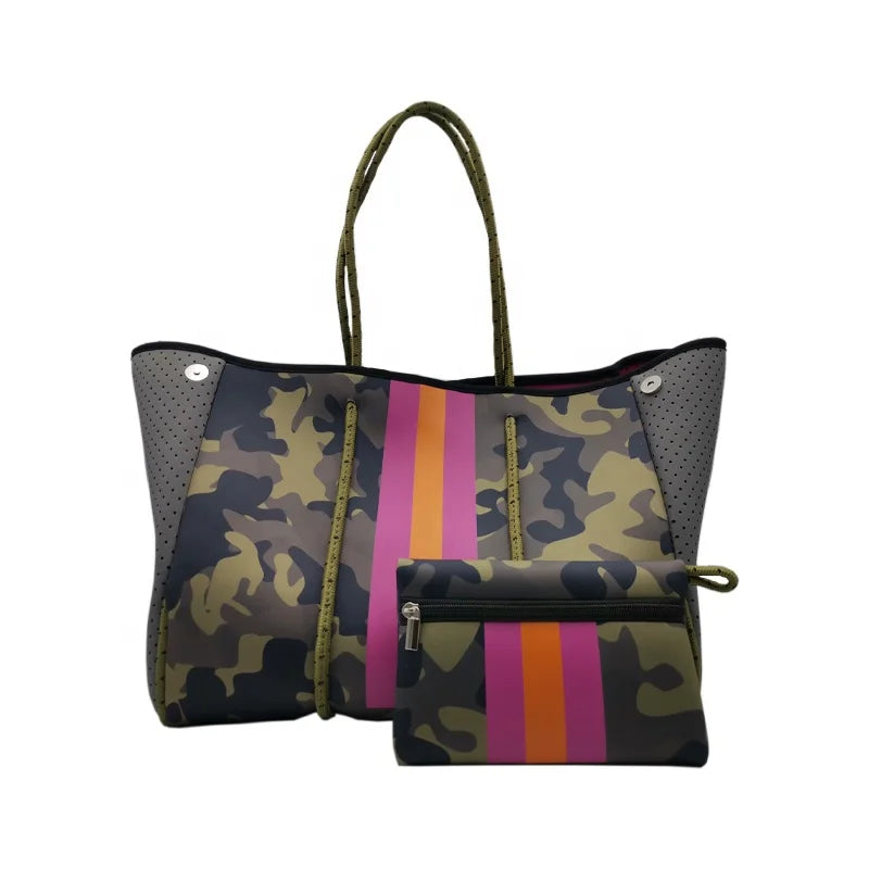 Women's New Design Camouflage Neoprene Tote Bag Stylish Handbag