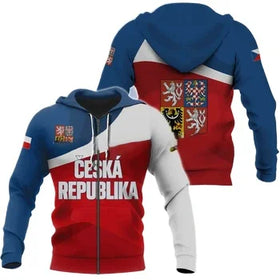 Wholesale Fitspi 3D Czech Republic Zipper Hoodie Unisex Casual Veteran Custom Pullover Sweatshirt