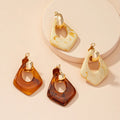 Vintage Geometric Amber Acrylic Drop Earrings Cellulose Acetate Dangle Fashion Jewelry