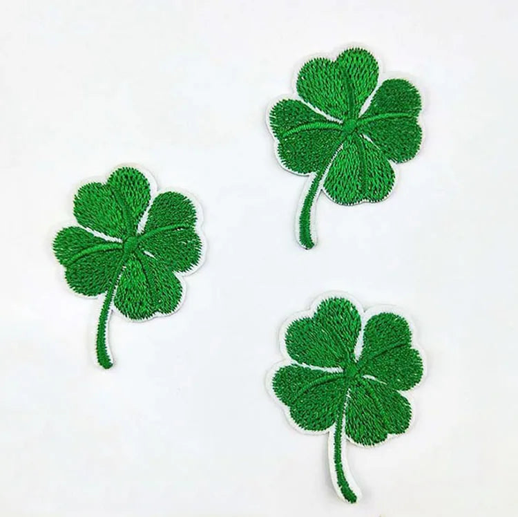 Wholesale Iron on Patch Four-leaf Clover Embroidered Patches with Clothing Accessories