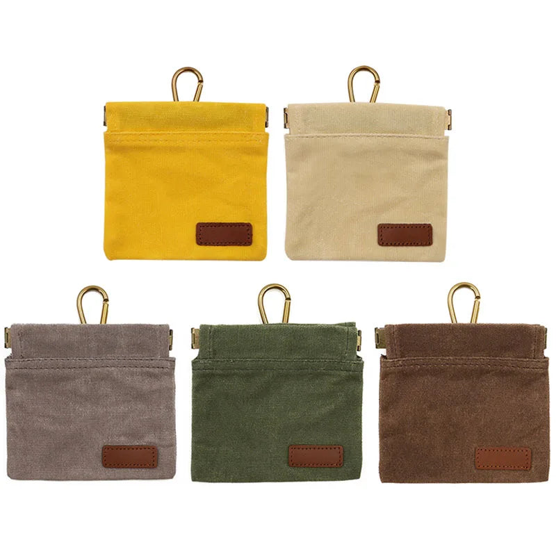 Waxed Canvas Dog Treat Pouch Portable Puppy Dog Training Treat Bag Pet Feed Snack Reward Pocket for Travel or Outdoor Use