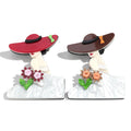 Newly Designed Fashionable Wide-brimmed Hat White Flower Dress Elegant Woman's Acrylic Brooch
