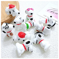 Garden Farm Cute White Bulldog Hunting Samoyed Pomeranian Teddy Cartoon Dog Resin Craft Animal Figurine 3D Kids Miniature Toys MegaBDM