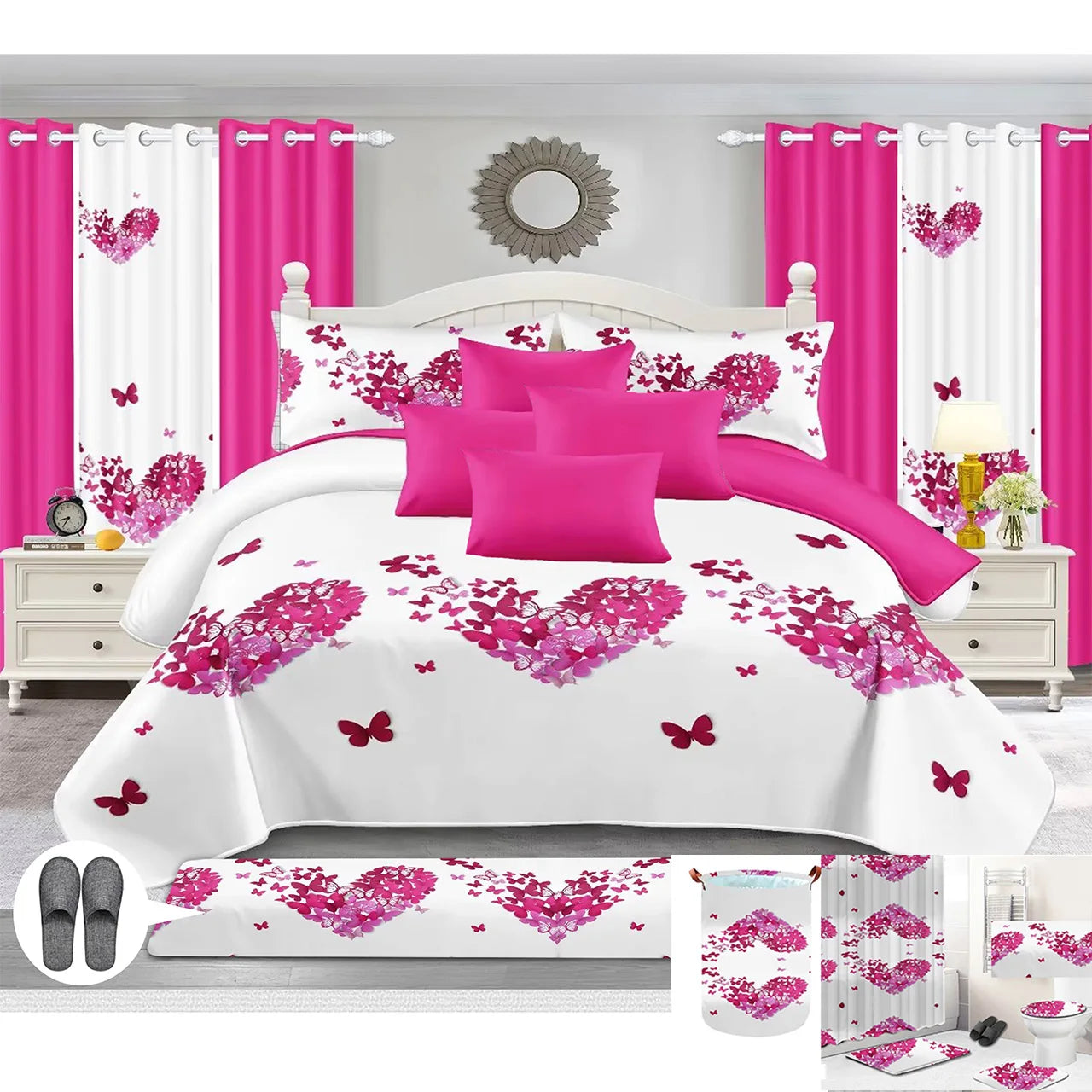 High Quality pink Comforter Set Polyester Pillowcases Printed Bedspread Set Supplier