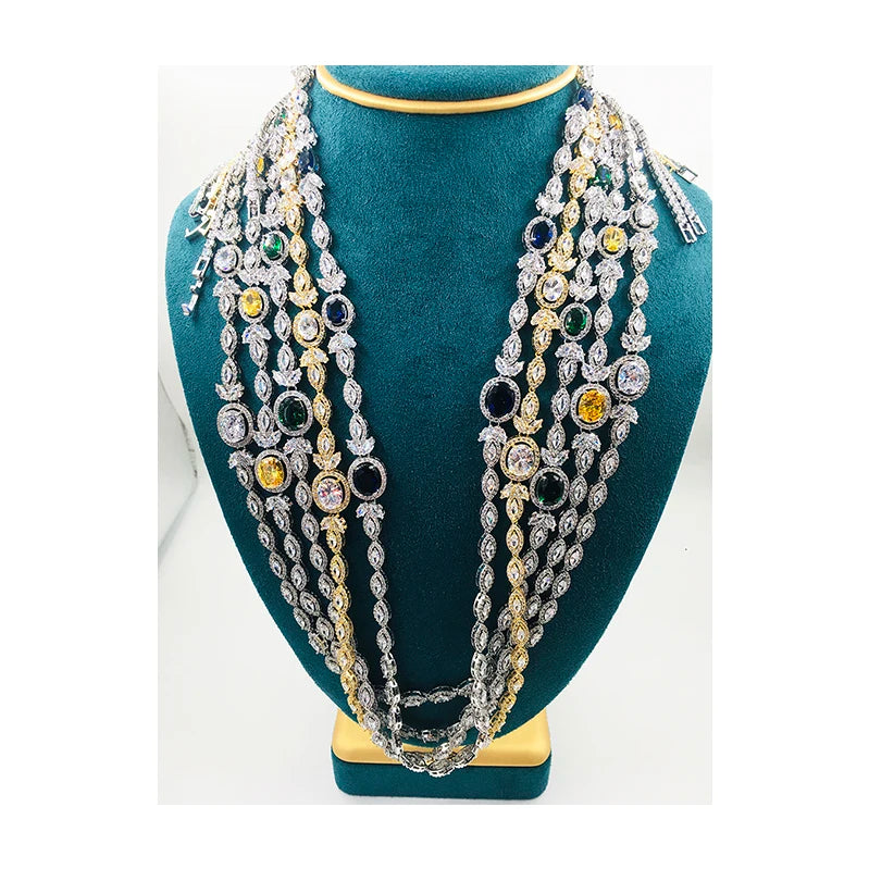 China Manufacturer Trendy Bridal Jewellery for Turkey Marriage Long Necklace Set with Earrings for Women Ready to Ship