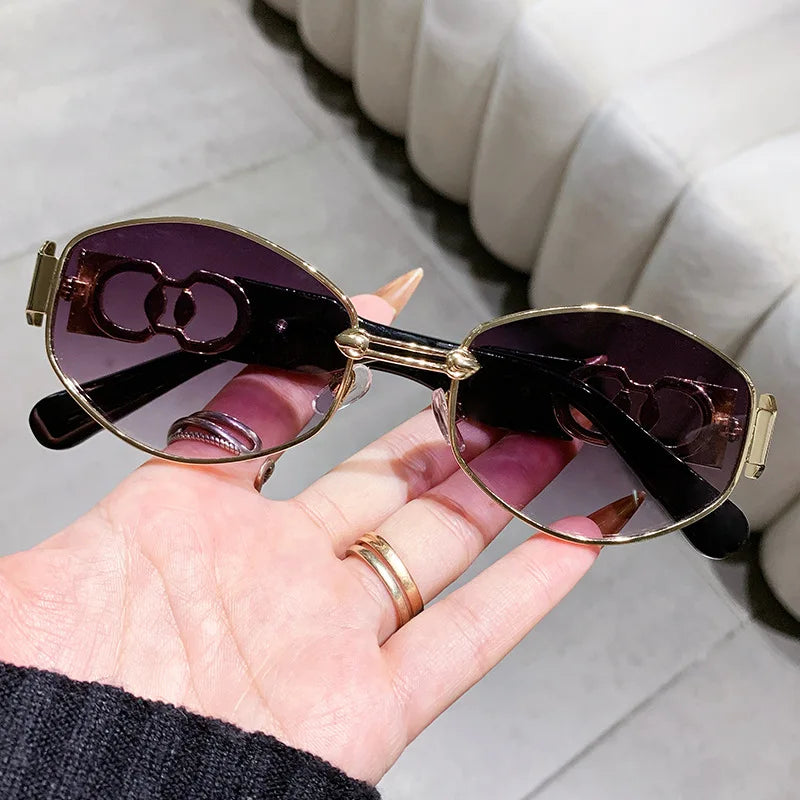 Hot Fashion Millionaire Square Trendy Women Sun Glasses Oversized Frame Round Metal Shades for Women Men Los Lentes De Sol