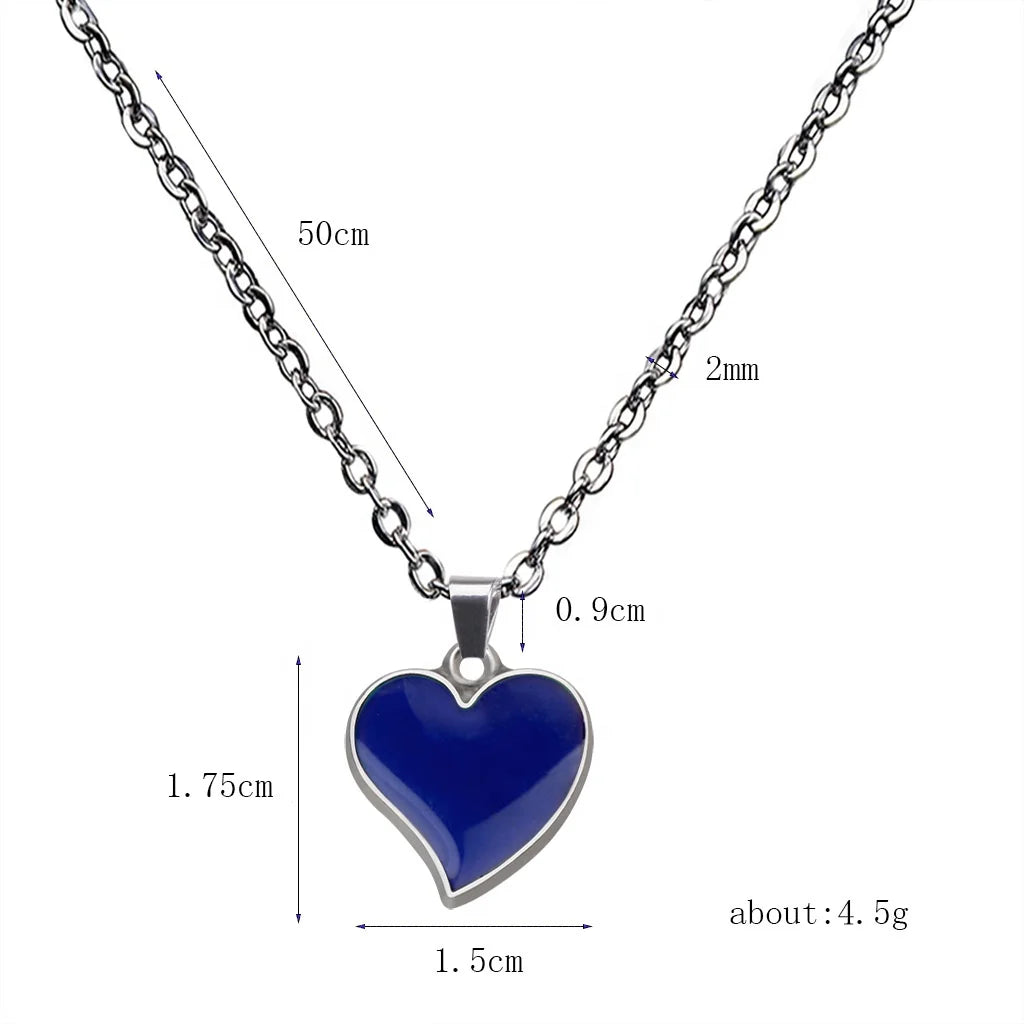 Collar De Corazon Factory Temperature-sensitive Mood Discoloration Love Peach Heart Necklace Mood Changing Necklace