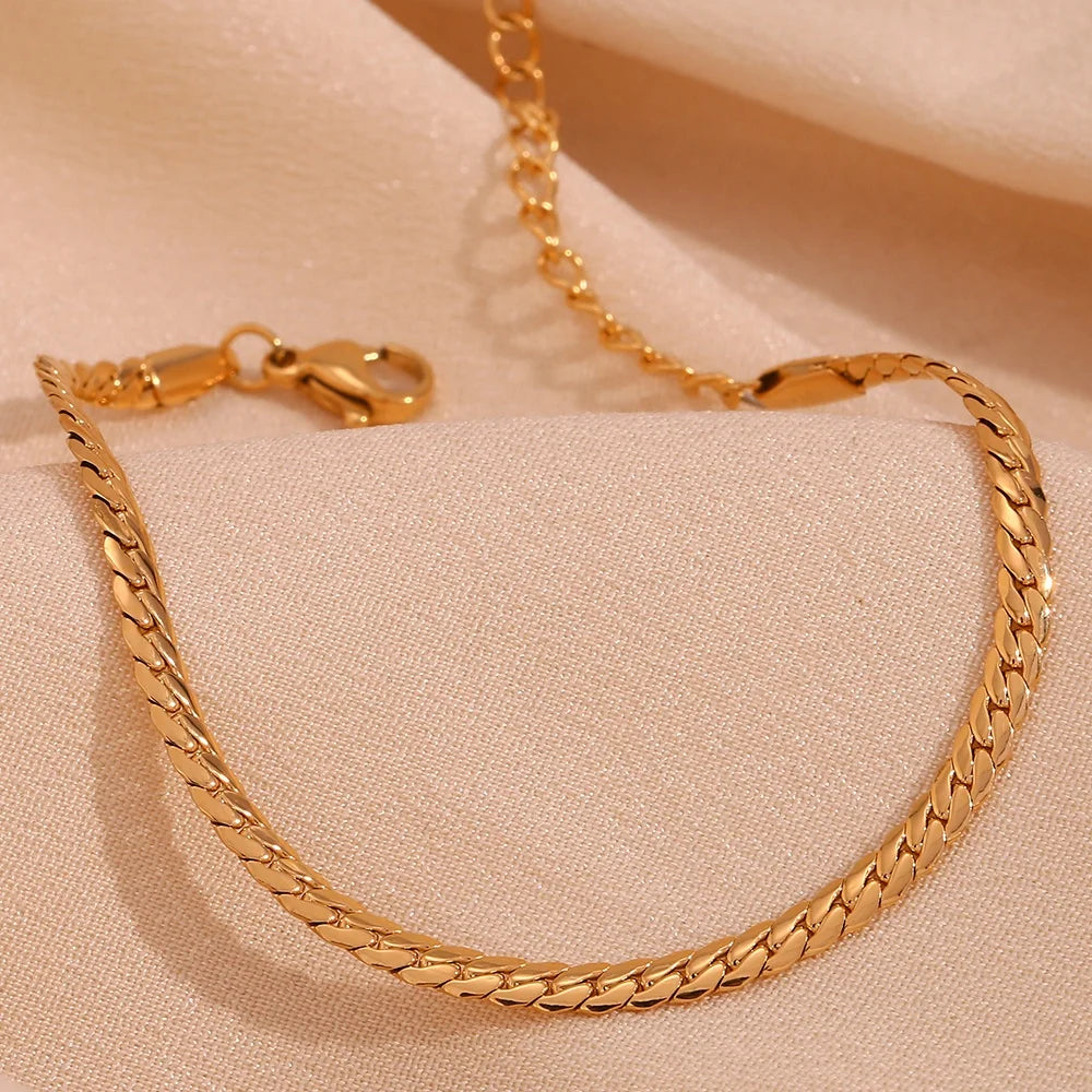 Dreamshow Fashion Jewelry Gold Plated NK Chain Bracelet 316l Stainless Steel Jewelry PVD Gold Plated Bracelet
