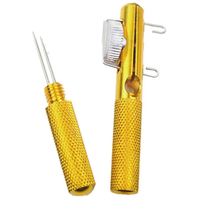 Aluminum Alloy Metal Manual Fishing Hook Tier Double-Headed Needle Gold Fishing Line Fishhook Tie Device Fishing Accessories