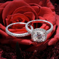10k White Gold Cushion Shape Moissanite Wedding Ring 3ct Def Vvs Engagement Ring Set  Fine Rings Vintage Moissanite Set