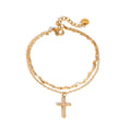 J&D Classic Minimalist Layer Chain Cross Rhinestone Pendant Bracelet Daily Wearing