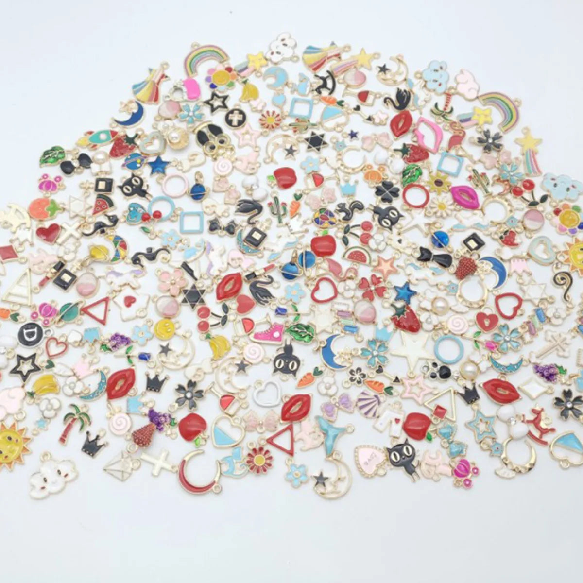 20Pcs Handmade DIY Mixed Enamel Random Color Alloy Cartoon Necklaces Pendant Charms Jewelry Accessories Colorful