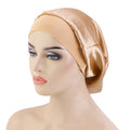Newest Wide Band Plain Color Elastic Adjustable Satin Sleeping Night Cap Bonnet for Long Hair Women