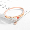 Fashion Charm Shiny Heart Pendant Rose Gold Charm Bangle Bracelet Women Jewelry