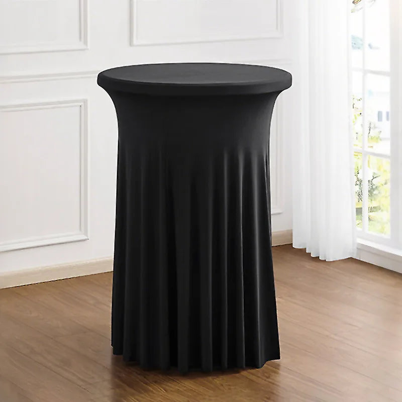 Cocktail Tablecloth with Natural Wavy Round Table Skirt Fitted Table Cover for Bar Wedding Banquet